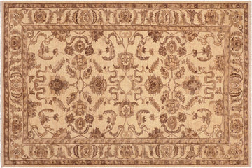 handmade Traditional Kafkaz Chobi Ziegler Beige Brown Hand Knotted RECTANGLE 100% WOOL area rug 6 x 9